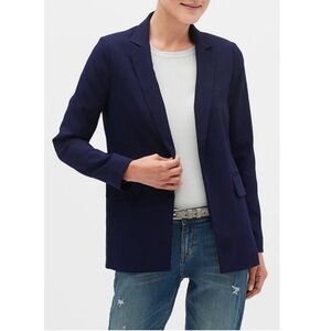 Banana Republic Crepe Open Front Relaxed Blazer Oversized Jacket Preppy Navy 12